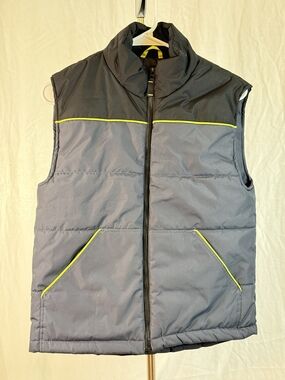 Hawke & Co Youth Black & Gray With Lime Highlights Quilted Puffer Vest sz 8